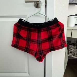 PINK Victoria's Secret Red & Black Plaid Lounge Shorts